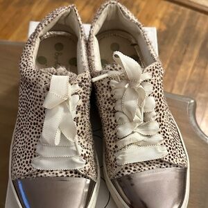 Boden Calf Hair Sneakers with Metallic Accents 39